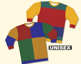 Color Block Retro Sweatshirt / Y2K Sweatshirt / Kidcore Clothing / Clowncore Aesthetic Outfit / 90s Sweatshirt / Gift For Her / Gift For Him