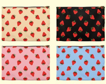 Cute Strawberry Pouch / Zipper Pouch / Makeup Pouch / Cosmetic Pouch / Travel Pouch / Gift For Her / Gift For Teachers
