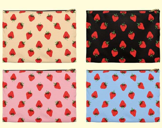 Cute Strawberry Pouch / Zipper Pouch / Makeup Pouch / Cosmetic Pouch / Travel Pouch / Gift For Her / Gift For Teachers