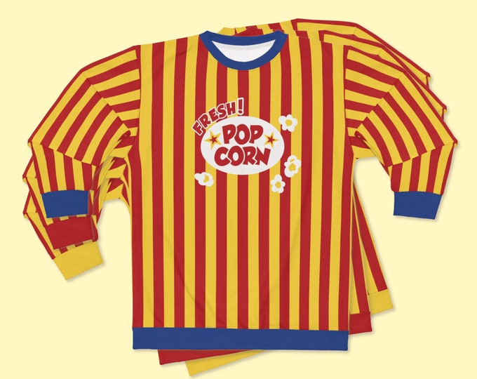 Retro Popcorn Sweatshirt / Movie Night Outfit / Clowncore Clothing / Cute Sweatshirt / Kidcore Clothes / Popcorn Gift For Her / Gift For Him