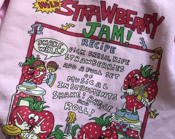 Y2K Aesthetic Strawberry Jam Sweater / 2023 Harajuku Style / Kawaii Aesthetic Pullover / Cottagecore & Retro Trendy Spring Sweatshirt