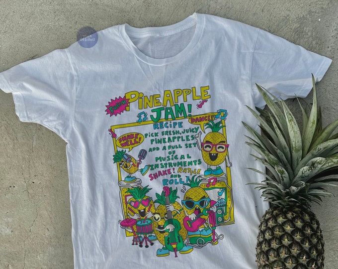Y2K Aesthetic Pineapple Jam Tee / Kawaii Shirt / Harajuku Clothes / Retro Trendy Summer Shirt / Kawaii Gift For Her / Kawaii Gift For Him