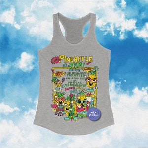 Womens Tank Top / Racerback Tank Top / Pineapple Summer Shirt / Fruit Shirt / Kawaii Clothing / Kawaii Clothes / Gift For Her / Workout Tank / Y2K Aesthetic / Y2K Clothes / Y2K Tops / Y2K Shirt / Y2K Clothing / Pineapple Print Top / Womens Trendy Top