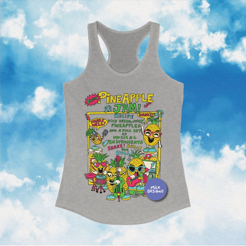 Womens Tank Top / Racerback Tank Top / Pineapple Summer Shirt / Fruit Shirt / Kawaii Clothing / Kawaii Clothes / Gift For Her / Workout Tank / Y2K Aesthetic / Y2K Clothes / Y2K Tops / Y2K Shirt / Y2K Clothing / Pineapple Print Top / Womens Trendy Top