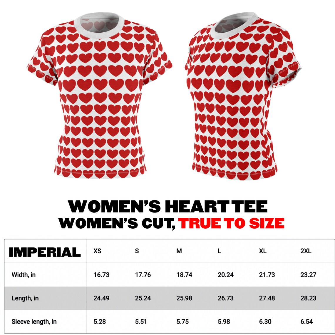 Red Heart Shirt / All Over Print Heart Shirt / Heart Concert Etsy