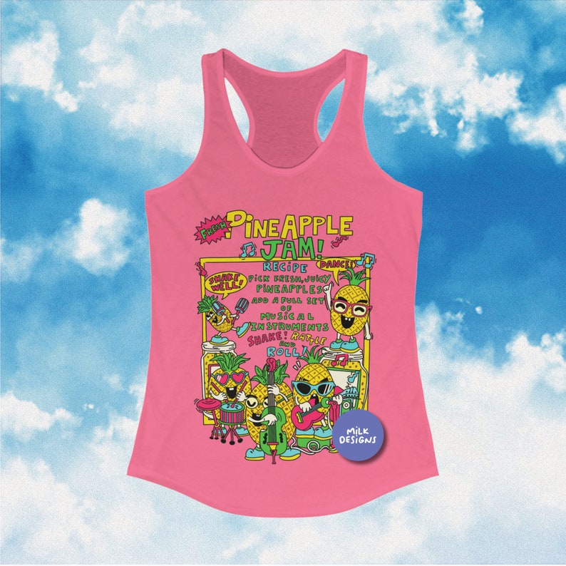 Womens Tank Top / Racerback Tank Top / Pineapple Summer Shirt / Fruit Shirt / Kawaii Clothing / Kawaii Clothes / Gift For Her / Workout Tank / Y2K Aesthetic / Y2K Clothes / Y2K Tops / Y2K Shirt / Y2K Clothing / Pineapple Print Top / Womens Trendy Top