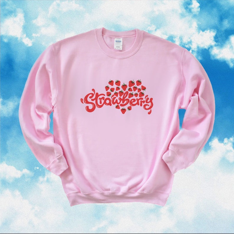 Sudadera Y2K con estampado de fresas: Sudadera de cuello redondo estilo Kawaii Retro, suéter Cottagecore con estampado de fresas. imagen 1