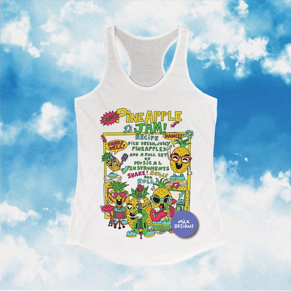 Pineapple Jam Racerback Tank Top: Kawaii Fruit Shirt