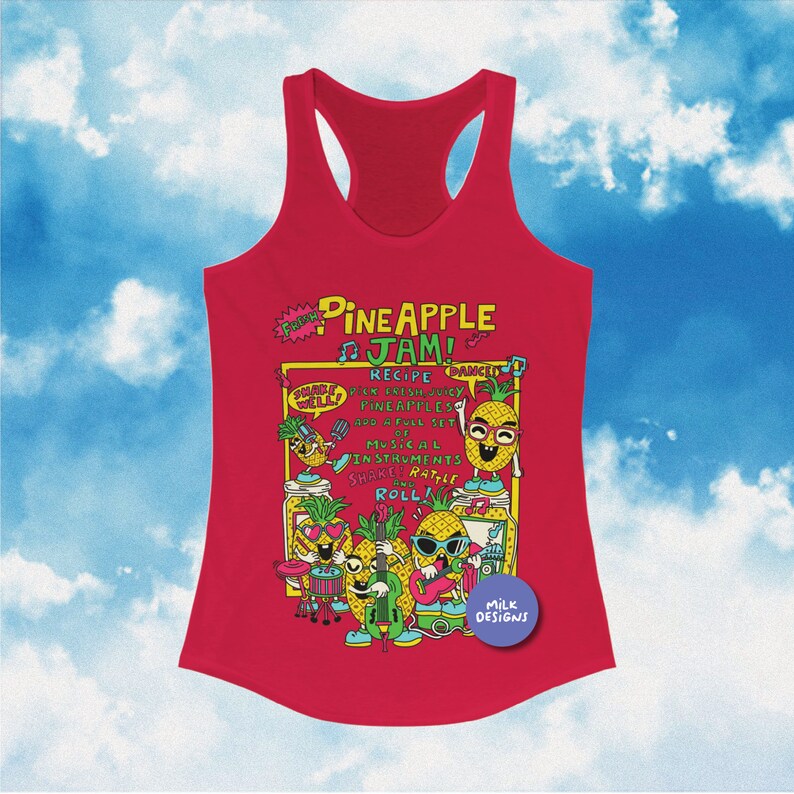 Womens Tank Top / Racerback Tank Top / Pineapple Summer Shirt / Fruit Shirt / Kawaii Clothing / Kawaii Clothes / Gift For Her / Workout Tank / Y2K Aesthetic / Y2K Clothes / Y2K Tops / Y2K Shirt / Y2K Clothing / Pineapple Print Top / Womens Trendy Top