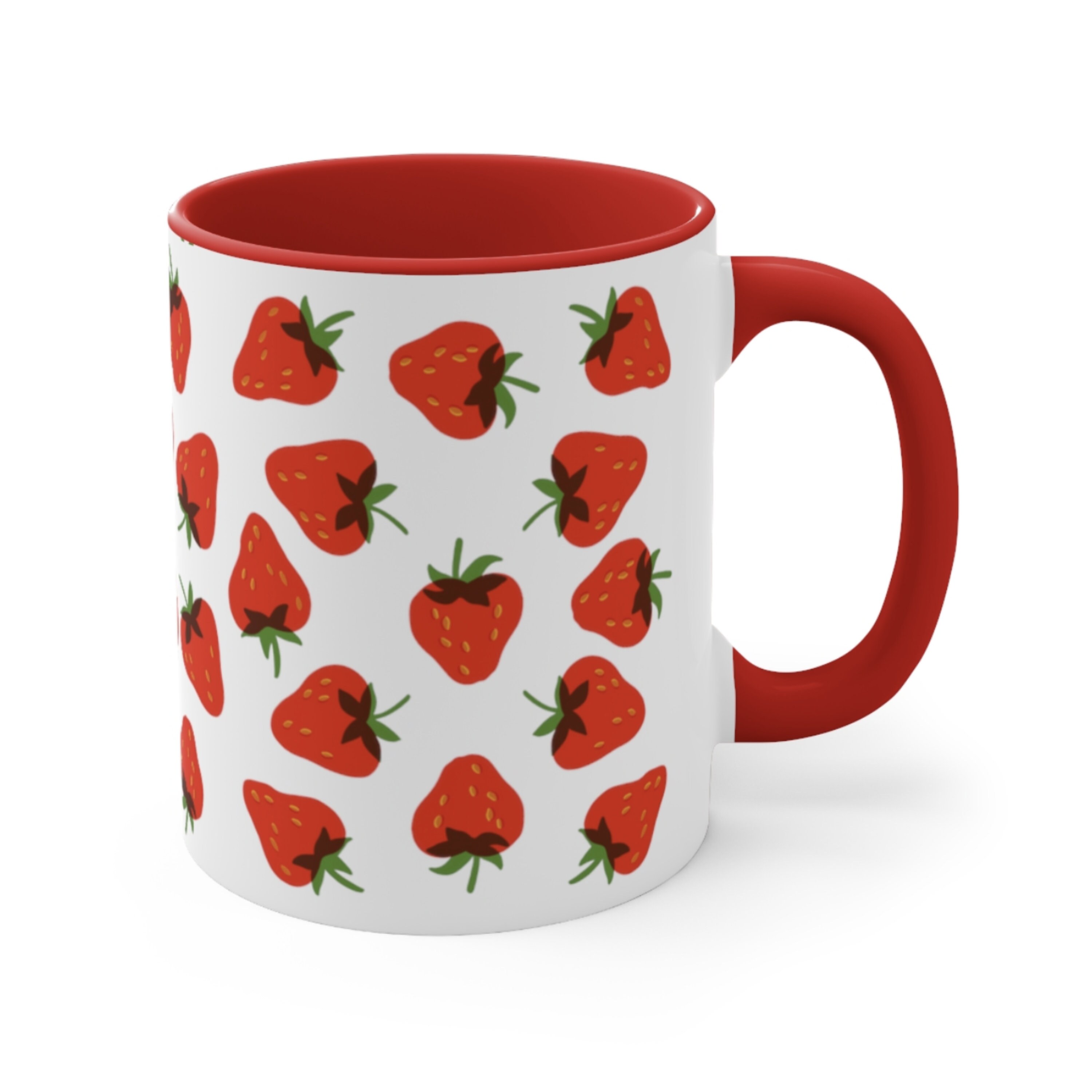 Strawberry Mug Overprint, Cottagecore Aesthetic Mug, Cute Coffee Cup, Gifts  for Her / Christmas Gifts / Strawberry Cup 