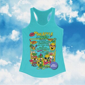 Womens Tank Top / Racerback Tank Top / Pineapple Summer Shirt / Fruit Shirt / Kawaii Clothing / Kawaii Clothes / Gift For Her / Workout Tank / Y2K Aesthetic / Y2K Clothes / Y2K Tops / Y2K Shirt / Y2K Clothing / Pineapple Print Top / Womens Trendy Top