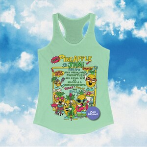 Womens Tank Top / Racerback Tank Top / Pineapple Summer Shirt / Fruit Shirt / Kawaii Clothing / Kawaii Clothes / Gift For Her / Workout Tank / Y2K Aesthetic / Y2K Clothes / Y2K Tops / Y2K Shirt / Y2K Clothing / Pineapple Print Top / Womens Trendy Top