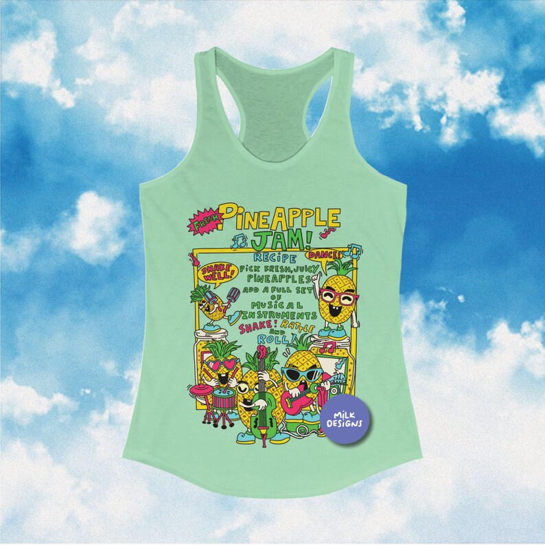Womens Tank Top / Racerback Tank Top / Pineapple Summer Shirt / Fruit Shirt / Kawaii Clothing / Kawaii Clothes / Gift For Her / Workout Tank / Y2K Aesthetic / Y2K Clothes / Y2K Tops / Y2K Shirt / Y2K Clothing / Pineapple Print Top / Womens Trendy Top