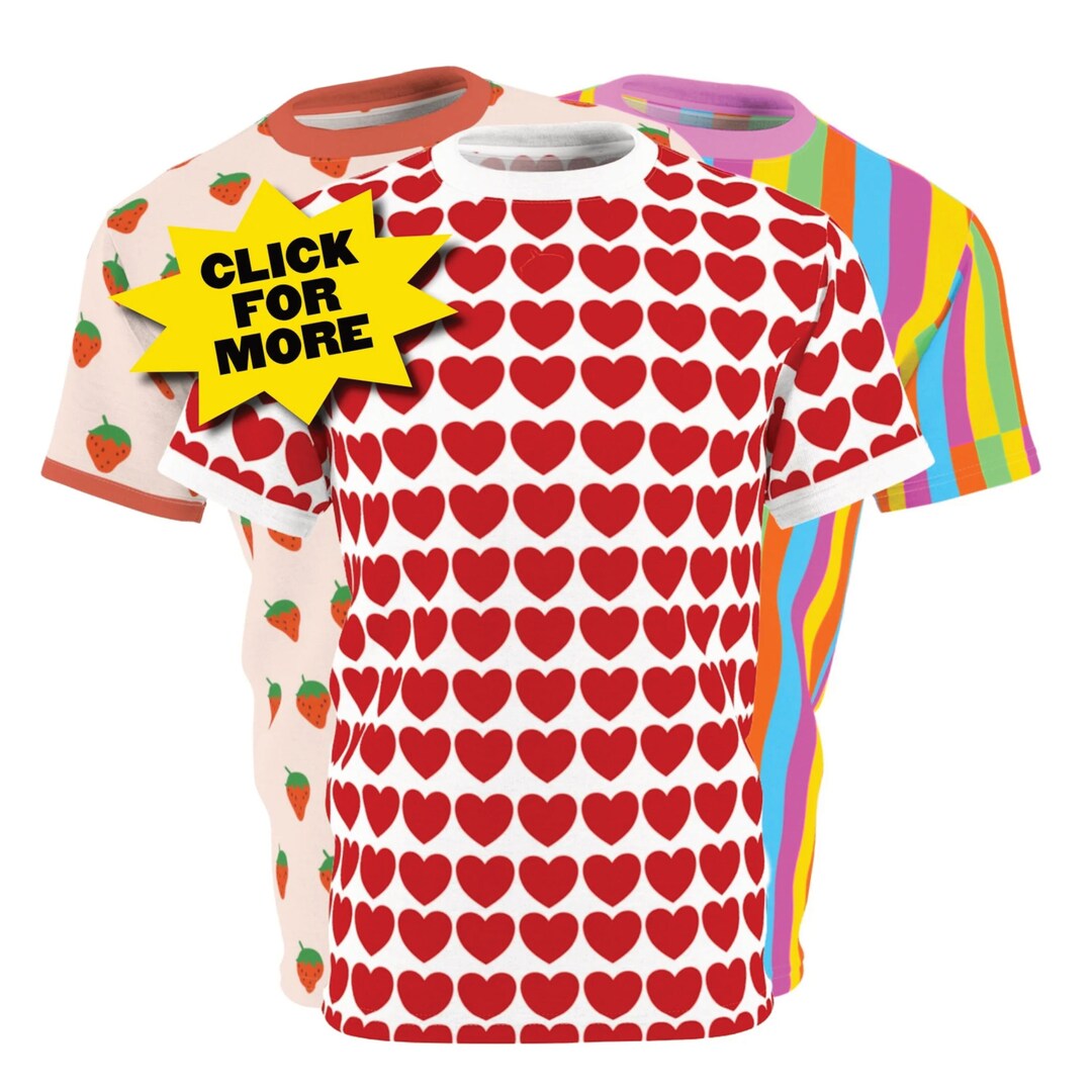 Red Heart Shirt / Heart Concert Shirt / Strawberry Tee / Hslot Etsy