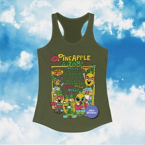 Womens Tank Top / Racerback Tank Top / Pineapple Summer Shirt / Fruit Shirt / Kawaii Clothing / Kawaii Clothes / Gift For Her / Workout Tank / Y2K Aesthetic / Y2K Clothes / Y2K Tops / Y2K Shirt / Y2K Clothing / Pineapple Print Top / Womens Trendy Top
