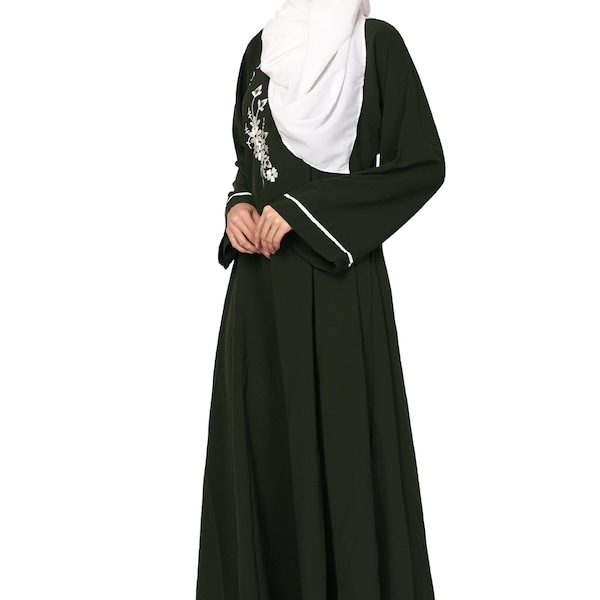 Abaya pour les femmes Dubaï robe creep mousseline Jilbab marocaine Hijab robe longue robe maxi filles, dames kaftan kimono burqa soirée fête Eid UK