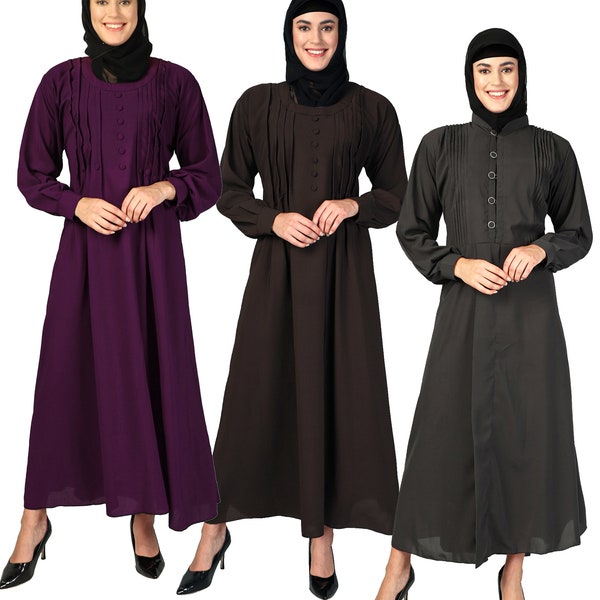 ENTI Creep Fabric More color Sizes A-Line Pin tax Abaya Traditional Looks evening party wear Dress with Hijab for Women Girls Ladies Abayas