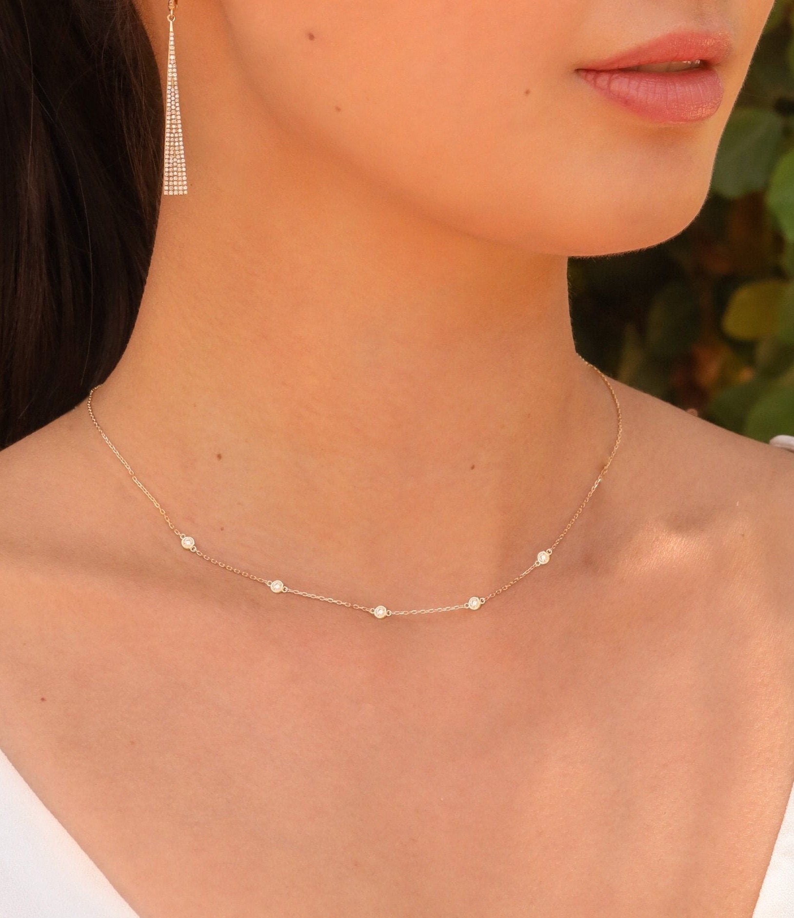 SS Charleston Diamond Cut Station Rice Bead Necklace Gold Creations atelieryuwa.ciao.jp