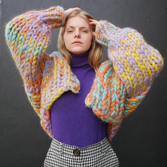 Chunky Knit Cardigan Knit Pattern Knitted Chunky Wool