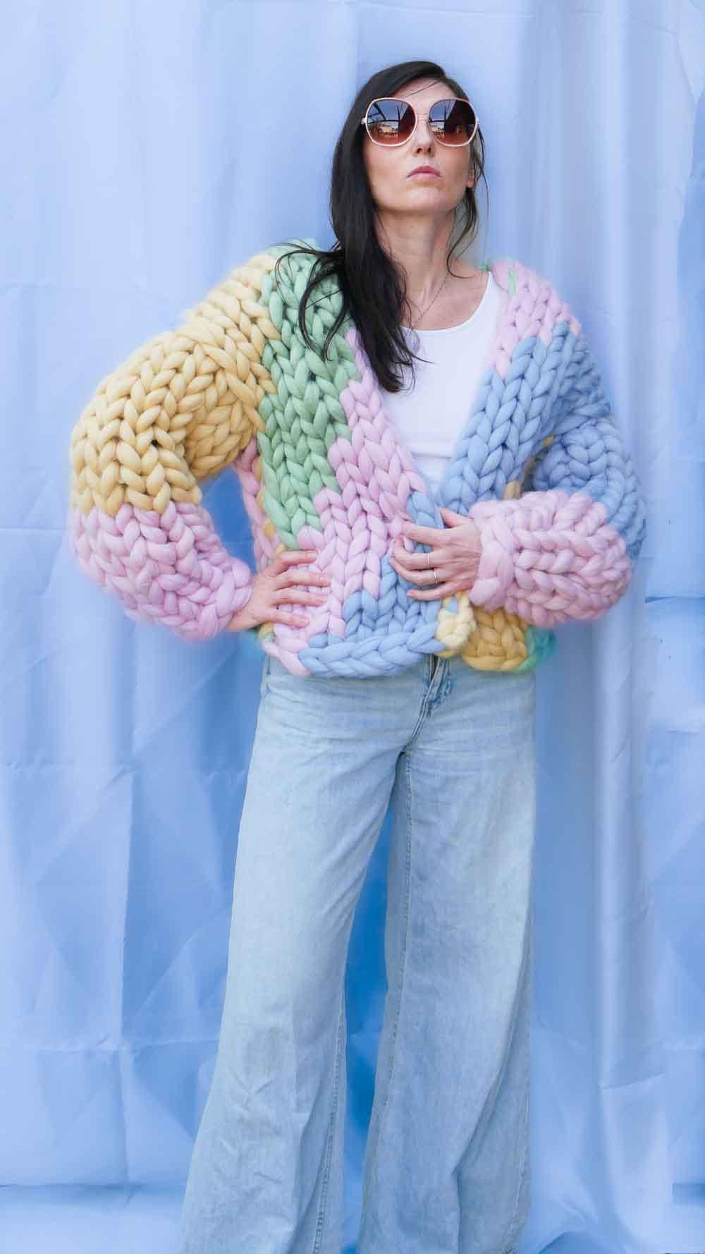 チャンキーニットセーター、チャンキーウールオーバーサイズ