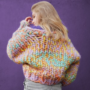 Chunky Knit Sweater Chunky Yarn Oversized Cardigan Super - Etsy