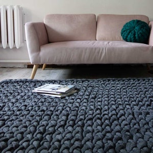 Chunky Wool Rug Scandinavian Style Contemporary Design Chunky Wool Rug Scandinavian Style Contemporary Design