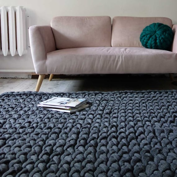 【Vintage】Hand Knit Rug 170×100 5'x12'9