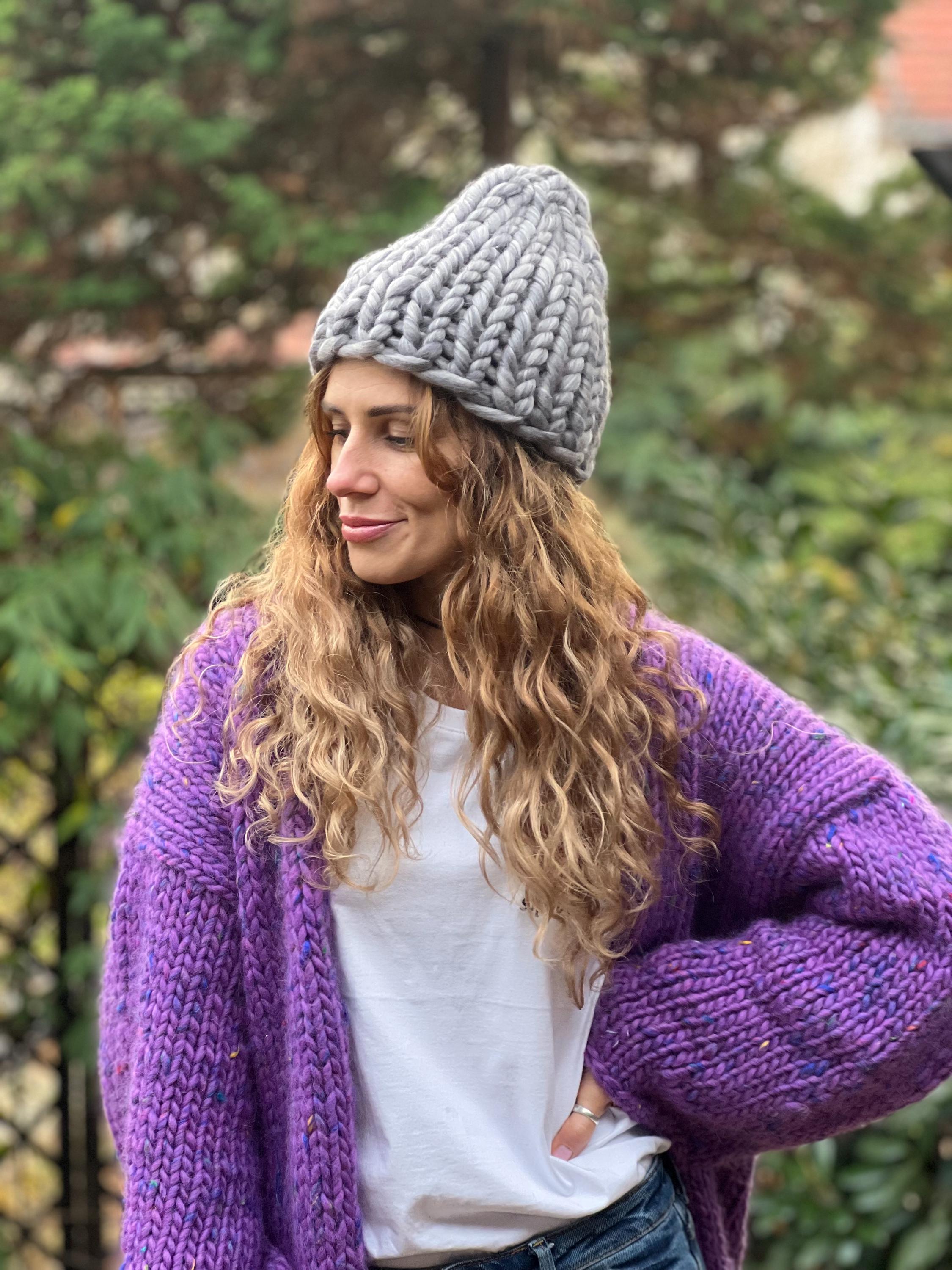 Chunky Knit Beanie 100% Organic Merino Snowboard Hat