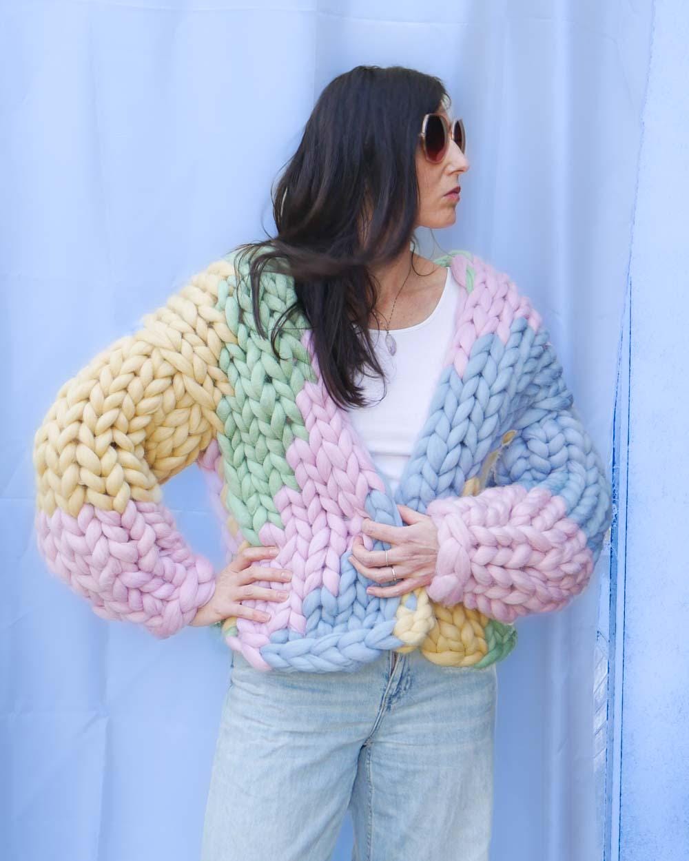 チャンキーニットセーター、チャンキーウールオーバーサイズ