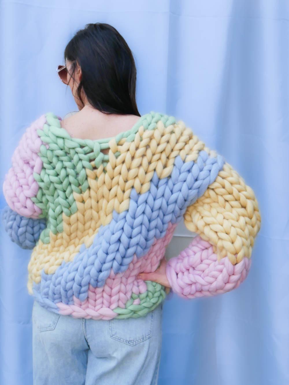 チャンキーニットセーター、チャンキーウールオーバーサイズ