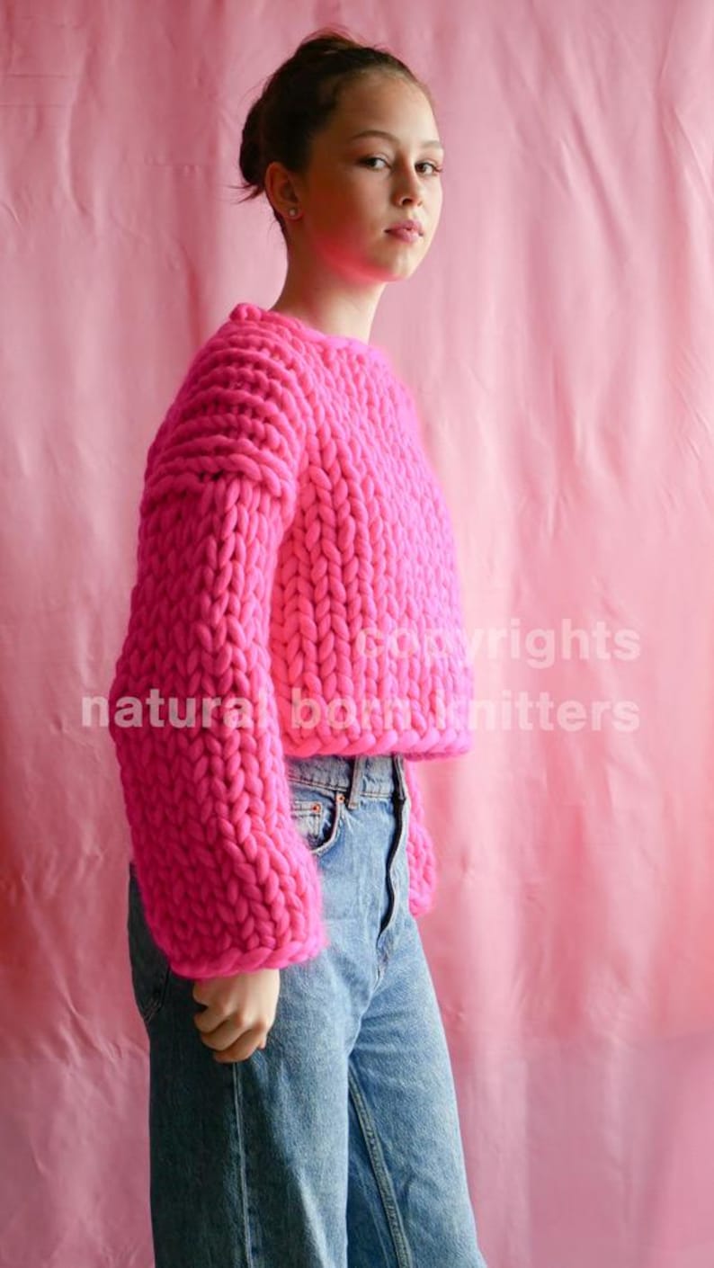 Chunky Knit Sweater Knit Pattern Knitted Chunky Wool Multicolor ...