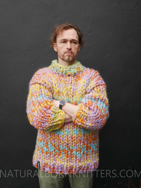 Mens thick top knit sweater