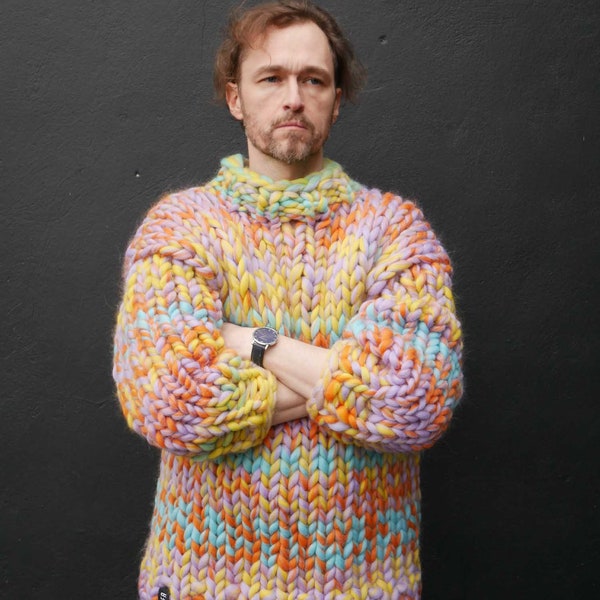 チャンキーニットメンズセーター、チャンキーヤーンカーディガン、スーパーチャンキーヤーンセーター、ジャイアントニットセーター、バルキーセーター、チャンキーヤーンニットカーディガン