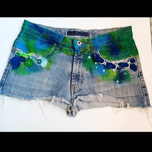 Selbstbemalte Hot pants Shorts Acrylbild