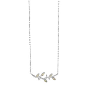 White Opal Olive Tree Branch Leaf Necklace, Sterling Silver, Dainty Ancient Greek jewelry, griechischen schmuck, Opale Blanche, bijoux grec image 2