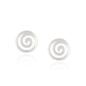 Pendientes diminutos delgados en espiral multicapa geométricos de plata de ley, pendientes circulares, pendientes de diseño contemporáneo moderno imagen 4