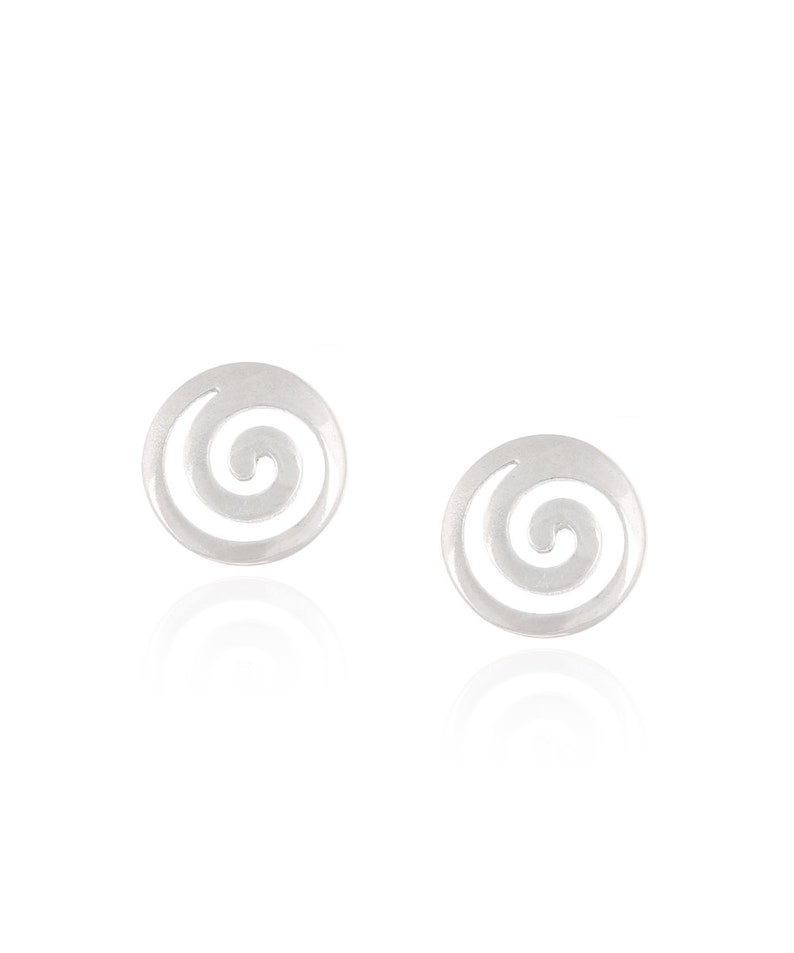 Sterling zilveren geometrische meerlaagse spiraal magere kleine oorbellen, ronde oorknopjes, moderne eigentijdse design oorbellen afbeelding 4
