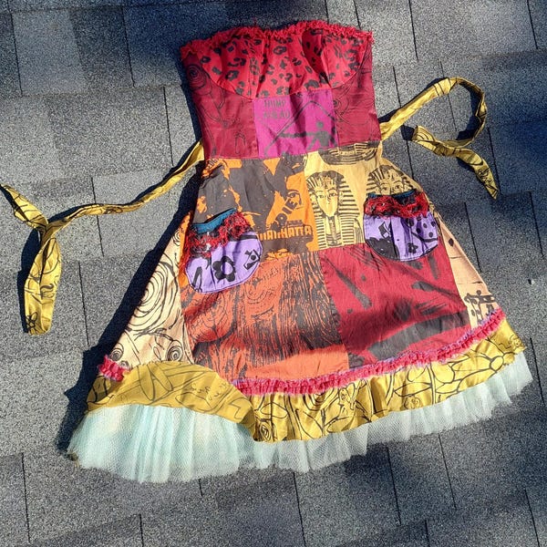 Peach Berserk vintage hand printed silk dress