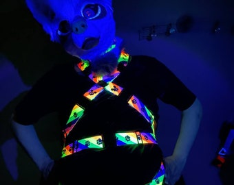 Pawprinted X harness - UV reactive