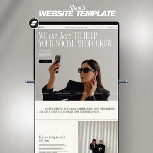 Plantilla web minimalista de Showit: Agencia de marketing, agencia de relaciones públicas, gestor de redes sociales