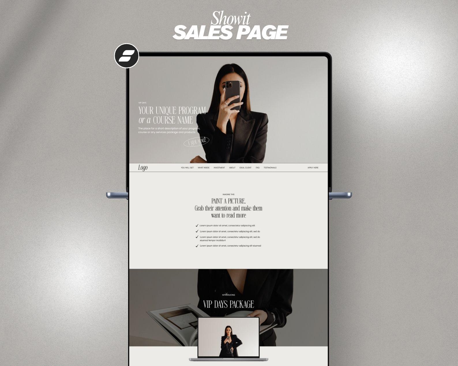 Showit Sales Page Template for coaches and marketing agency
