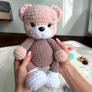 Padrão de crochê fácil de urso (28 cm/11 polegadas) / Padrão de urso de pelúcia Amigurumi grosso em PDF (em inglês) / Padrões de crochê Amigurumi