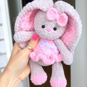 BUNNY with colored ears / Crochet bunny PATTERN PDF English / Amigurumi bunny crochet pattern / Rabbit crochet pattern immagine 6