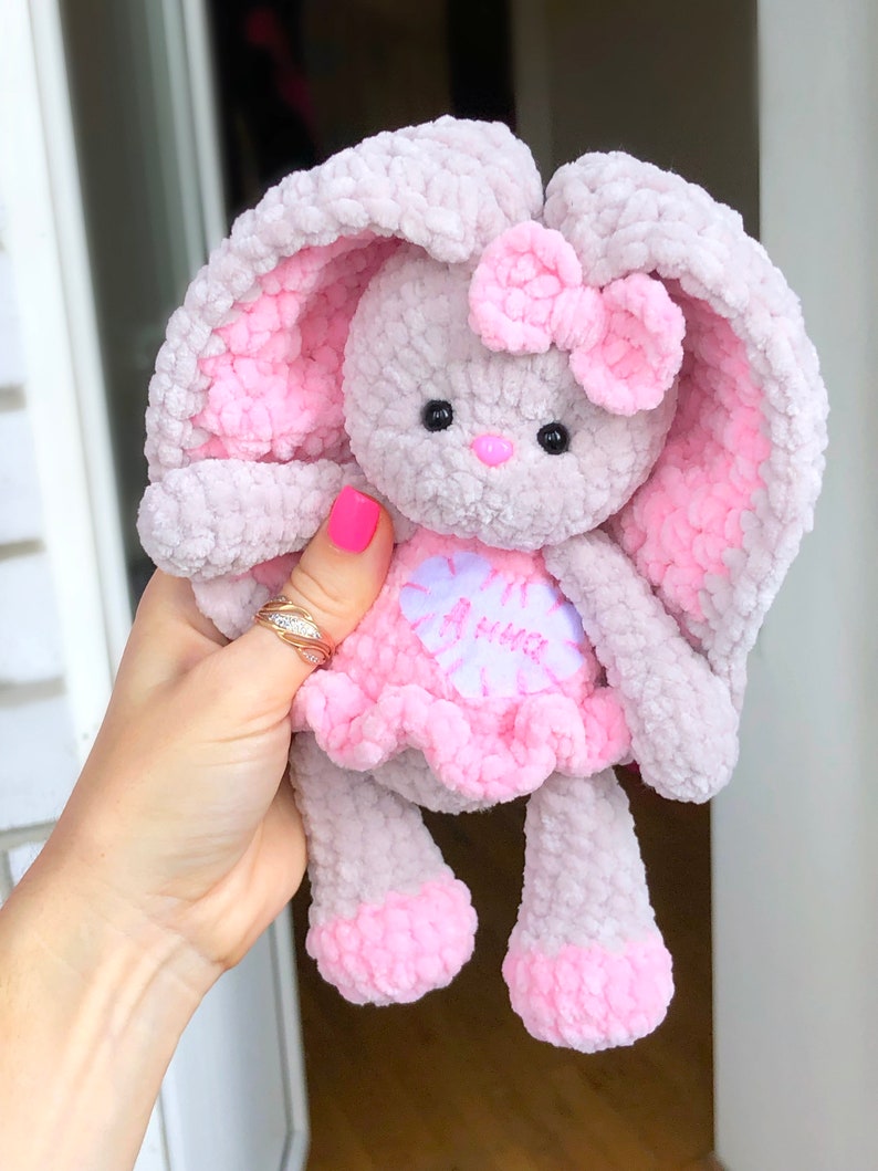BUNNY with colored ears / Crochet bunny PATTERN PDF English / Amigurumi bunny crochet pattern / Rabbit crochet pattern immagine 6
