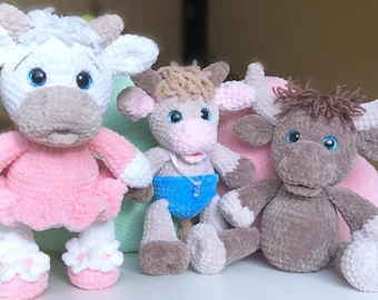 Patrón de ganchillo 3 en 1 Toro Vaca Bebé Toro / Patrón de historia de toro a ganchillo en PDF (términos en inglés) / Patrones de ganchillo amigurumi / Toro amigurumi