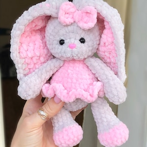 BUNNY with colored ears / Crochet bunny PATTERN PDF English / Amigurumi bunny crochet pattern / Rabbit crochet pattern immagine 2