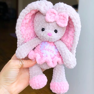 BUNNY with colored ears / Crochet bunny PATTERN PDF English / Amigurumi bunny crochet pattern / Rabbit crochet pattern immagine 7