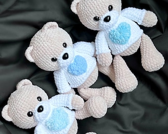 BEAR with heart 10 inches / Crochet bear PATTERN PDF (English terms) / Amigurumi bear with heart / Baby gift / Bear crochet pattern