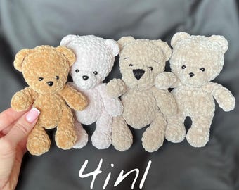 Patrón de crochet 4 en 1 OSO para principiantes / PATRÓN de oso de crochet PDF (términos en inglés) / Peluches / Patrones de crochet amigurumi