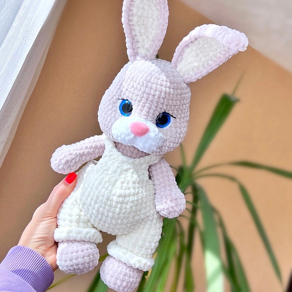 Big BUNNY in overalls / Crochet bunny PATTERN PDF (English) / Amigurumi bunny / Baby gift
